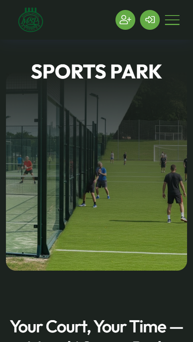 Masaki Sports Park mobile app layout preview